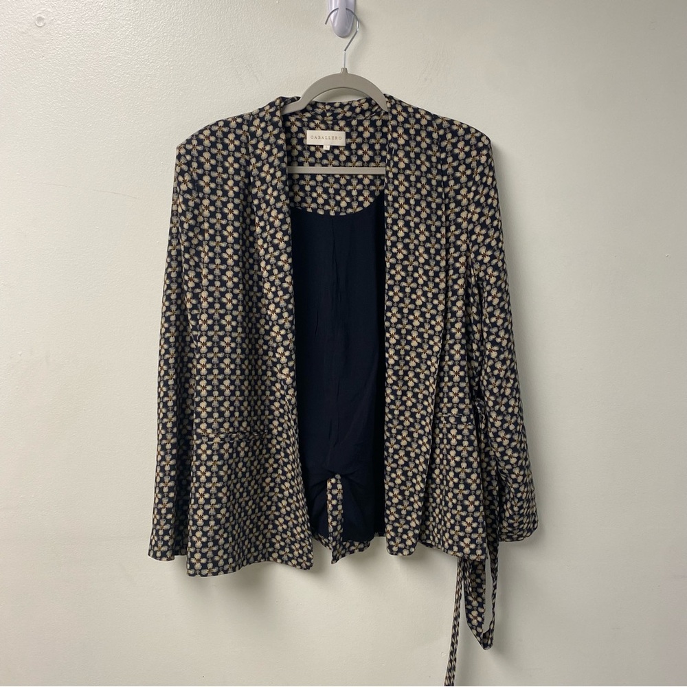 Caballero Blazer Jacket with Tie‎ Floral Pattern 100% Viscose Large